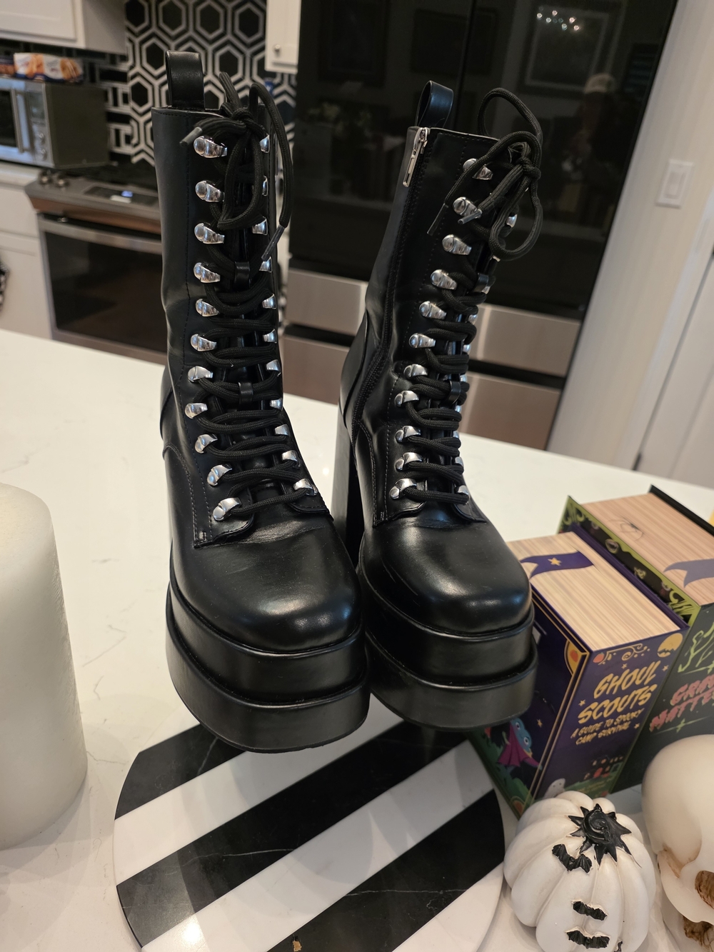 Steve Madden Black Platform Combat Boot - Picture 3 of 6